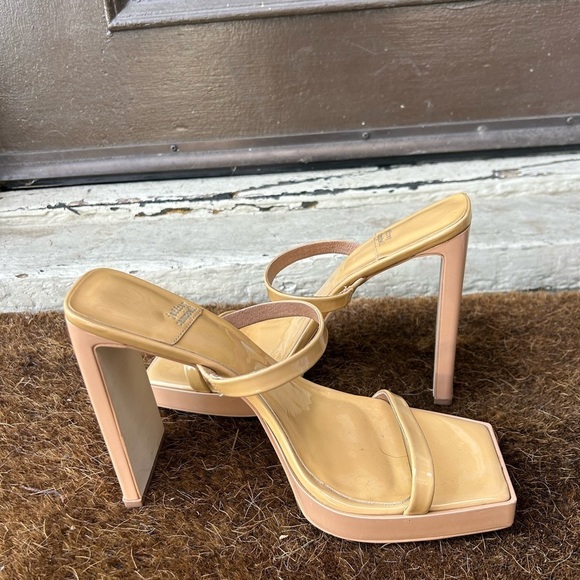 Jeffery Campbell Dusty Nude Patent Leather Hustler Platform Sandals Sz 7.5 - Picture 5 of 11